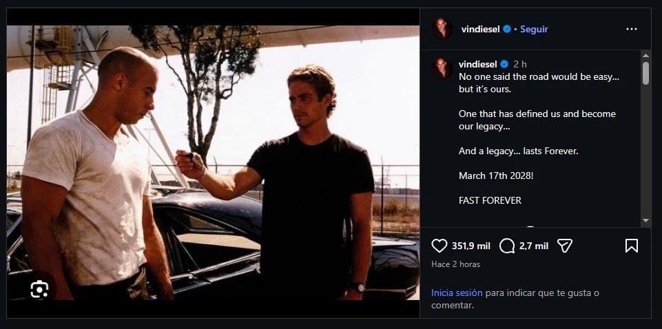 Vin Diesel Rapide et Furieux