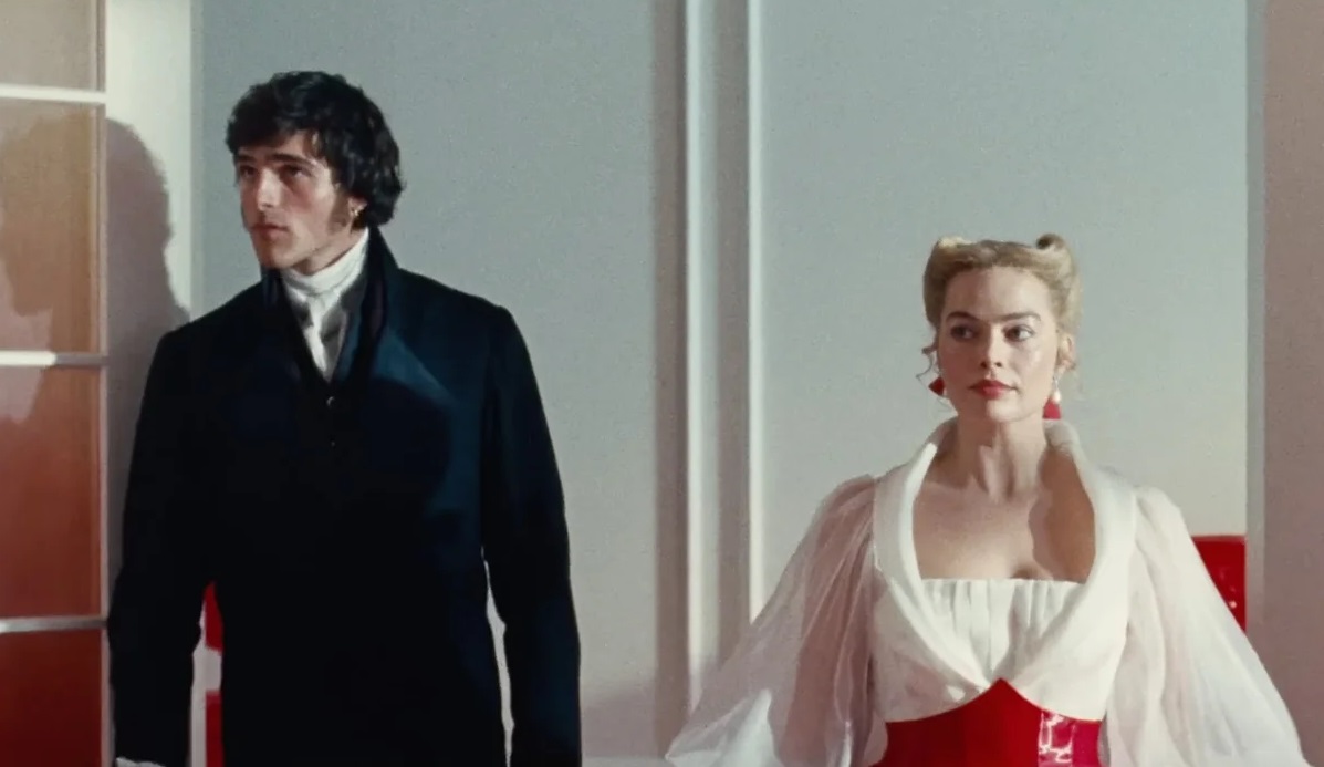Jacob Elordi et Margot Robbie dans « Les Hauts de Hurlevent » (image : Warner Bros.)