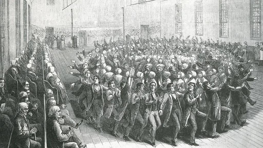 Illustration représentant les « Shaking Quakers » dans l