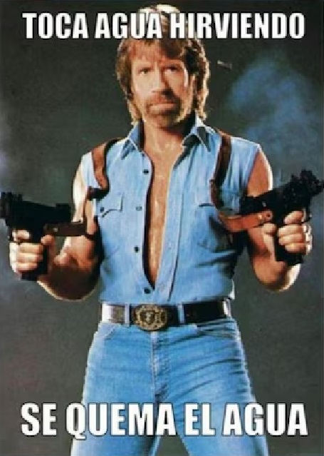 Mème sur Chuck Norris et l'eau bouillante