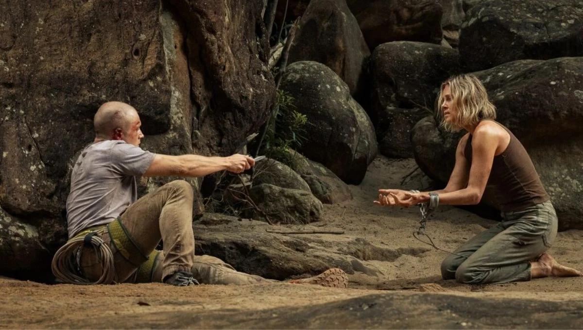 Taron Egerton et Charlize Theron dans 'Ápex' (image : Netflix)