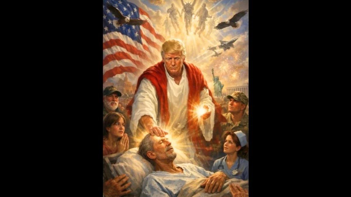 Représentation de Donald Trump comme Jésus-Christ