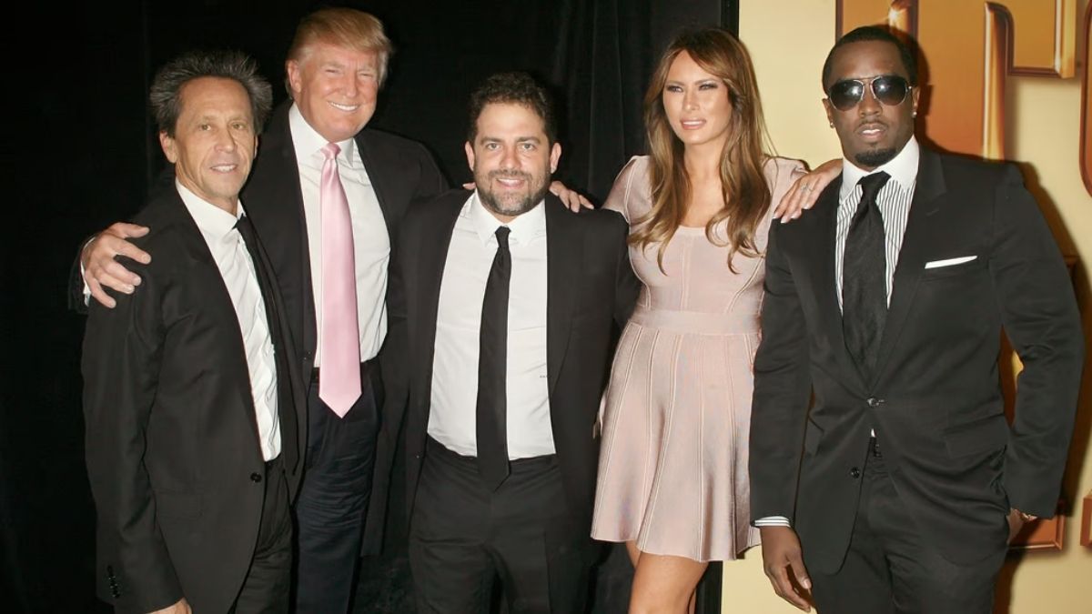 De gauche à droite : Brian Grazer, Donald Trump, Brett Ratner, Melania Trump et Sean Combs