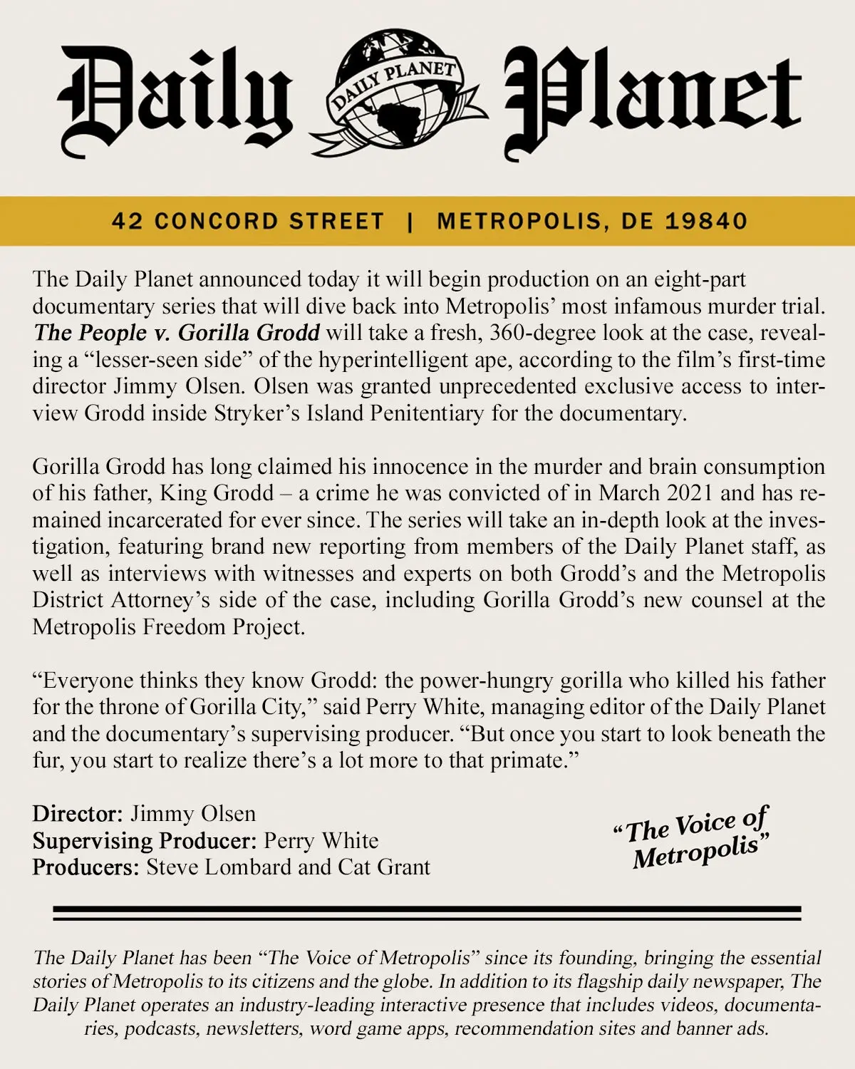 Reportage fictif du Daily Planet (image : X/@JamesGunn)