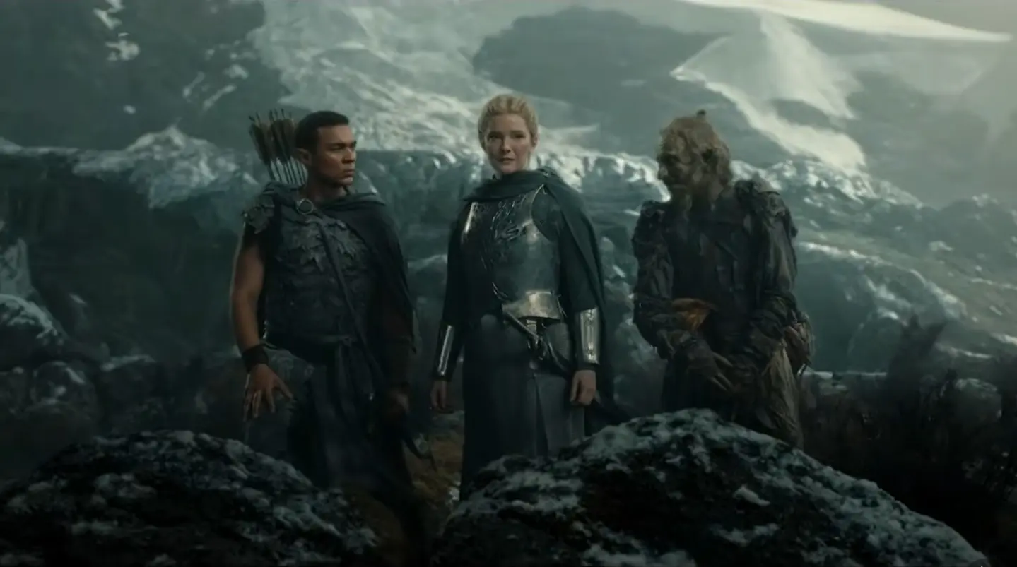 Arondir, Galadriel et un orc dans la bande-annonce de 'The Rings of Power', saison 3 (image : Amazon Prime Video)